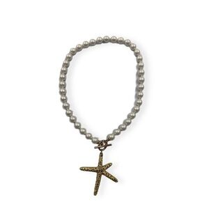 Nakamol Silver Pearl Necklace with Gold Starfish Pendant